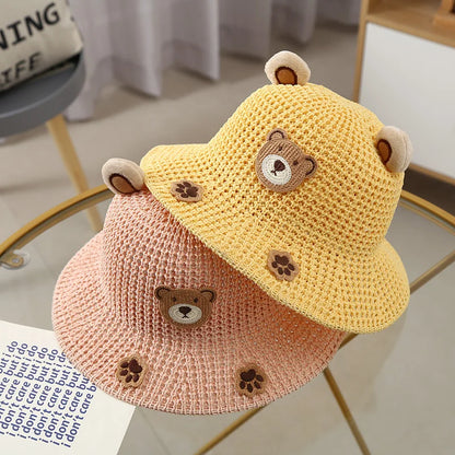 Baby & Toddler Bucket Hat with Bow — One Size Summer Beach Sun Cap, Cute Cartoon Princess Fisherman/Panama Style, Unisex
