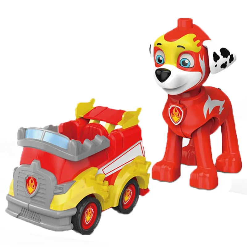 Paw Patrol Vehicle Playset – Chase, Skye, Marshall Pull Back Cars with Ryder Figure Building Blocks Toy
