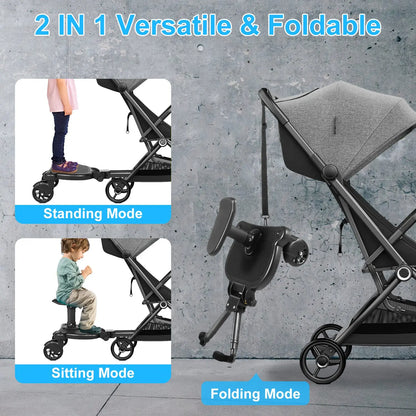 Universal Stroller Board with Removable Seat 2-in-1 Sit-Stand Glider Compatible with Most Strollers