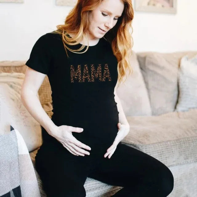 Nordic Rainbow Mama Printed Pregnancy T-Shirt | Maternity Short Sleeve Tee | Pregnancy Announcement Shirt for New Moms