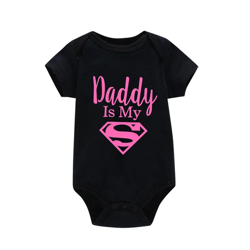 Newborn Baby Romper – "Daddy Is My Hero" Funny Print Bodysuit – Cute & Casual Infant Jumpsuit for Baby Boys & Girls