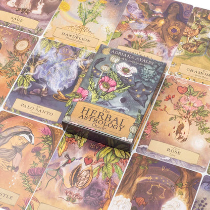 Herbal Astrology Oracle Board Game Deck - 55 Cards for Alchemizing Ancient Plant Healing and Astrological Wisdom, 10.4 x 7.4 cm
