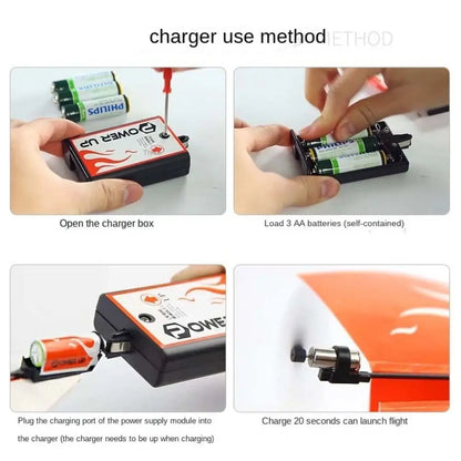 Hand Throwing Electric Model Airplane Motor Power Folding Paper Plane Educational DIY Toy