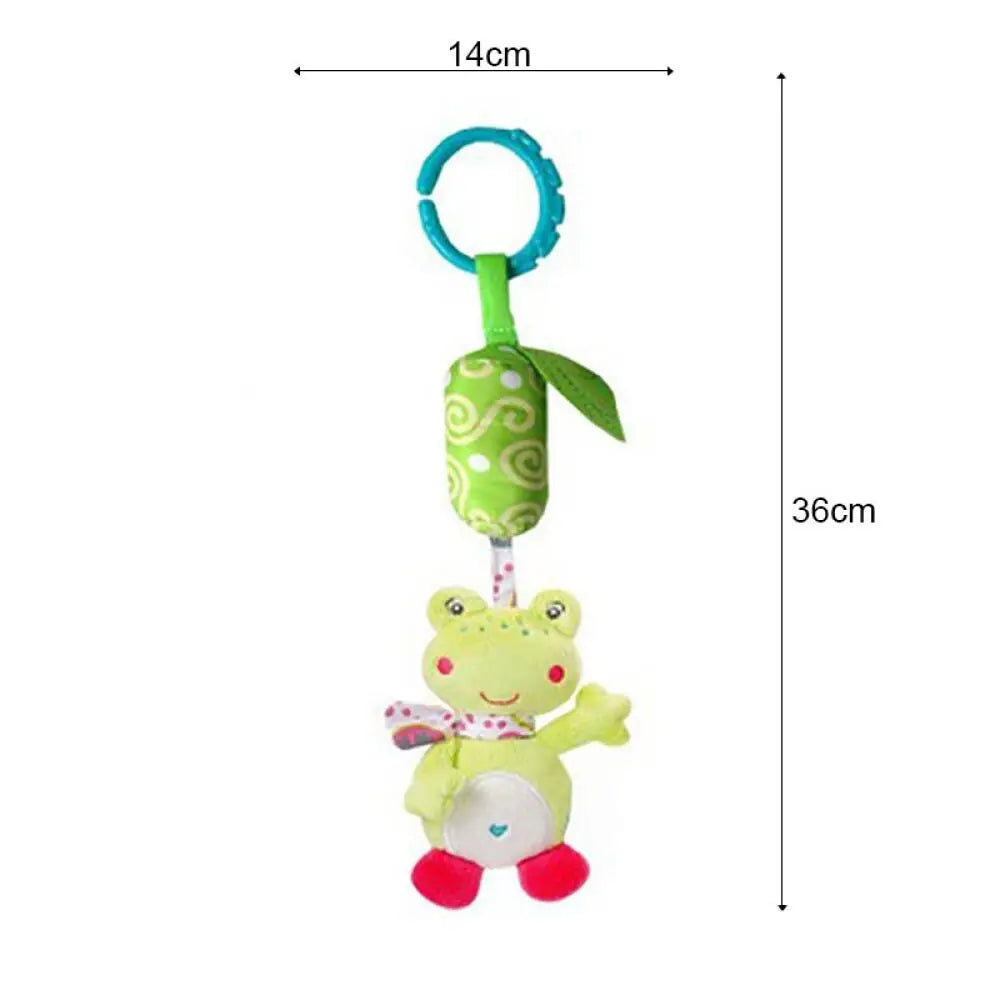 Newborn Soothing Bed Rattle with Teething Toy, Small Animal Bed Bell and Hand Puppet