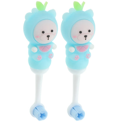 2 Pcs Kids Toothbrush, Soft Bristle Round, Cute Bear Shape, Safe Toddler Teeth Brush, Oral Care Gift