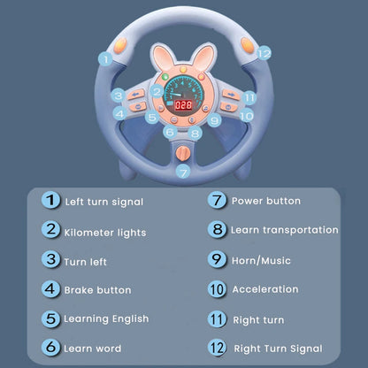 Infant Shining Simulation Steering Wheel Toy Children’s Early Education Copilot Stroller Vocal Toy
