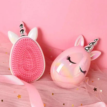 Princess Detangling Hair Comb for Kids – Cartoon Unicorn Head Massager, Anti-static, Cute Hair Care Tool for Children