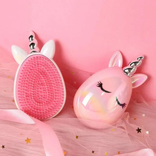 Princess Detangling Hair Comb for Kids – Cartoon Unicorn Head Massager, Anti-static, Cute Hair Care Tool for Children