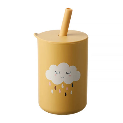 Baby Feeding Drinkware Straw Cup, Cartoon Learning Feeding Cup, Food Grade Silicone Toddler Water Bottle, BPA-Free Tableware