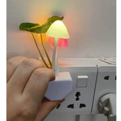 Novelty Mushroom Night Light EU & US Plug Light Sensor 220V 3-Color LED Mushroom Lamp
