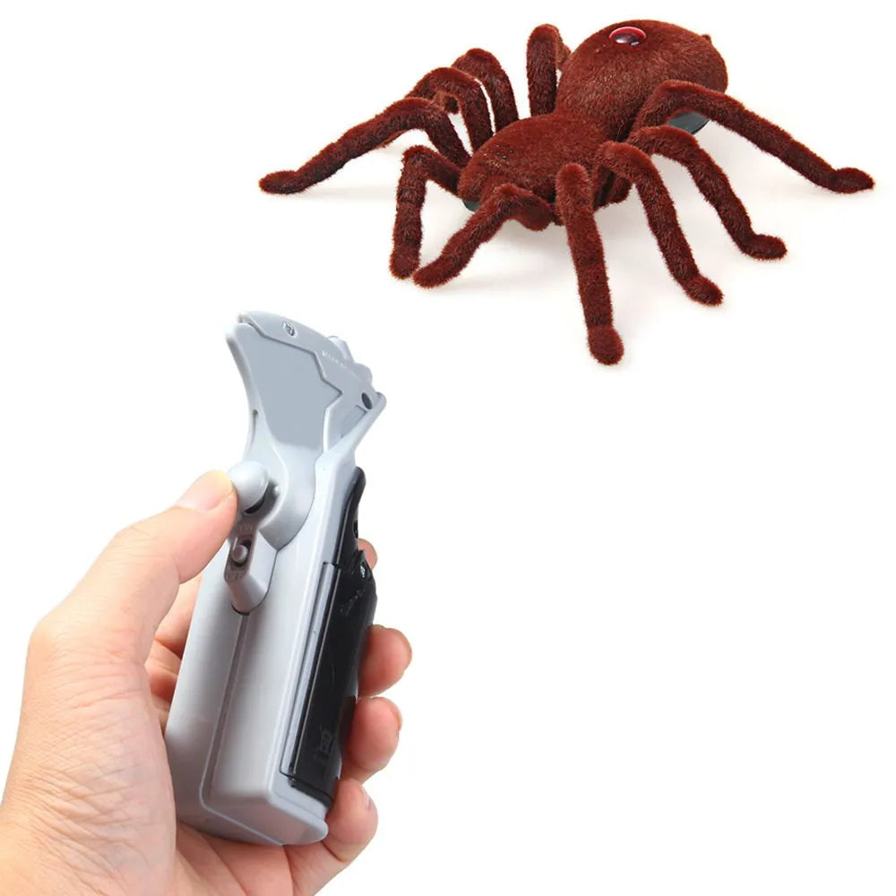 JSXuan Realistic Infrared Remote Control Spider Toy - 2-Channel RC Prank (6.3 x 6.7 x 2 in / 16 x 17 x 5 cm)
