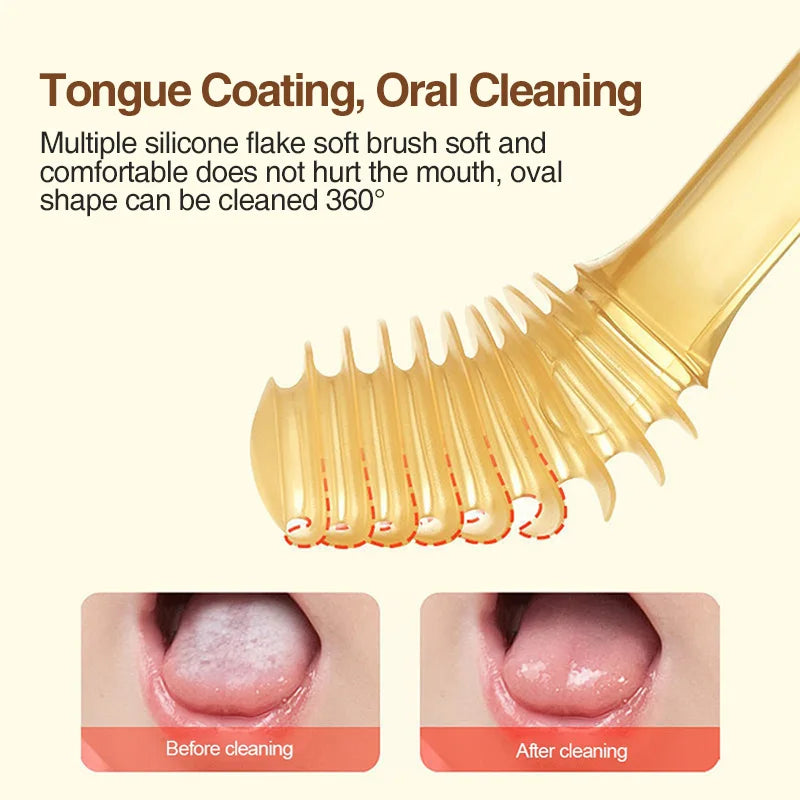 3-in-1 Baby Silicone Tongue Brush - BPA-Free Infant Toddler Oral Care Toothbrush with Cover