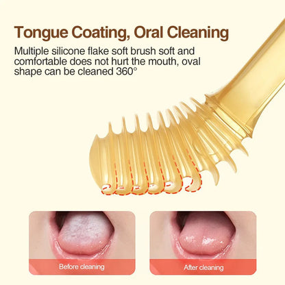 3-in-1 Baby Silicone Tongue Brush - BPA-Free Infant Toddler Oral Care Toothbrush with Cover
