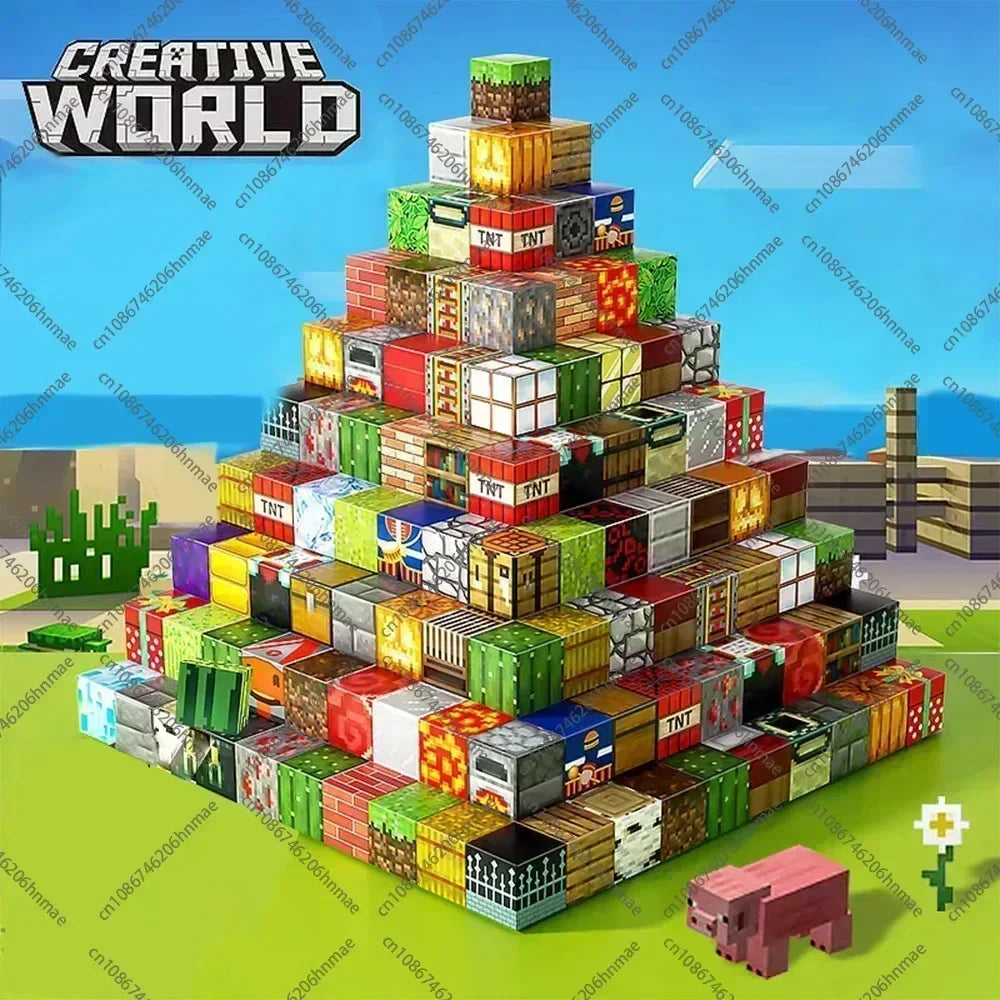 Magnetic Building Blocks Mine World Set – Magnet Cube DIY Model, STEM Sensory Toy for Kids 3+, Gift for Boys and Girls