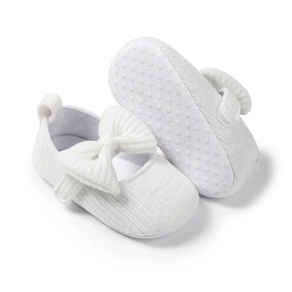 Meckior Spring Autumn Cotton Sole Baby Girl Shoes – Newborn Toddler Bow Love First Walkers Anti-Slip Moccasins