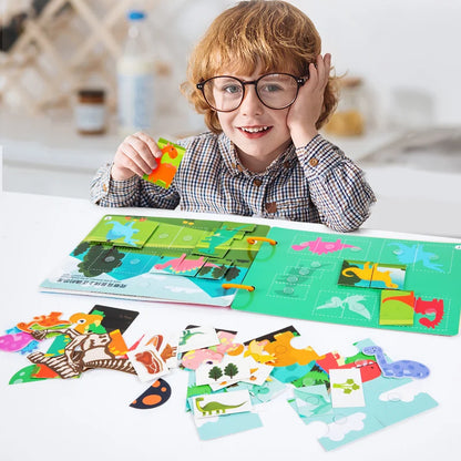 Montessori Quiet Book – Animal and Number Matching Puzzle Toy for Kids