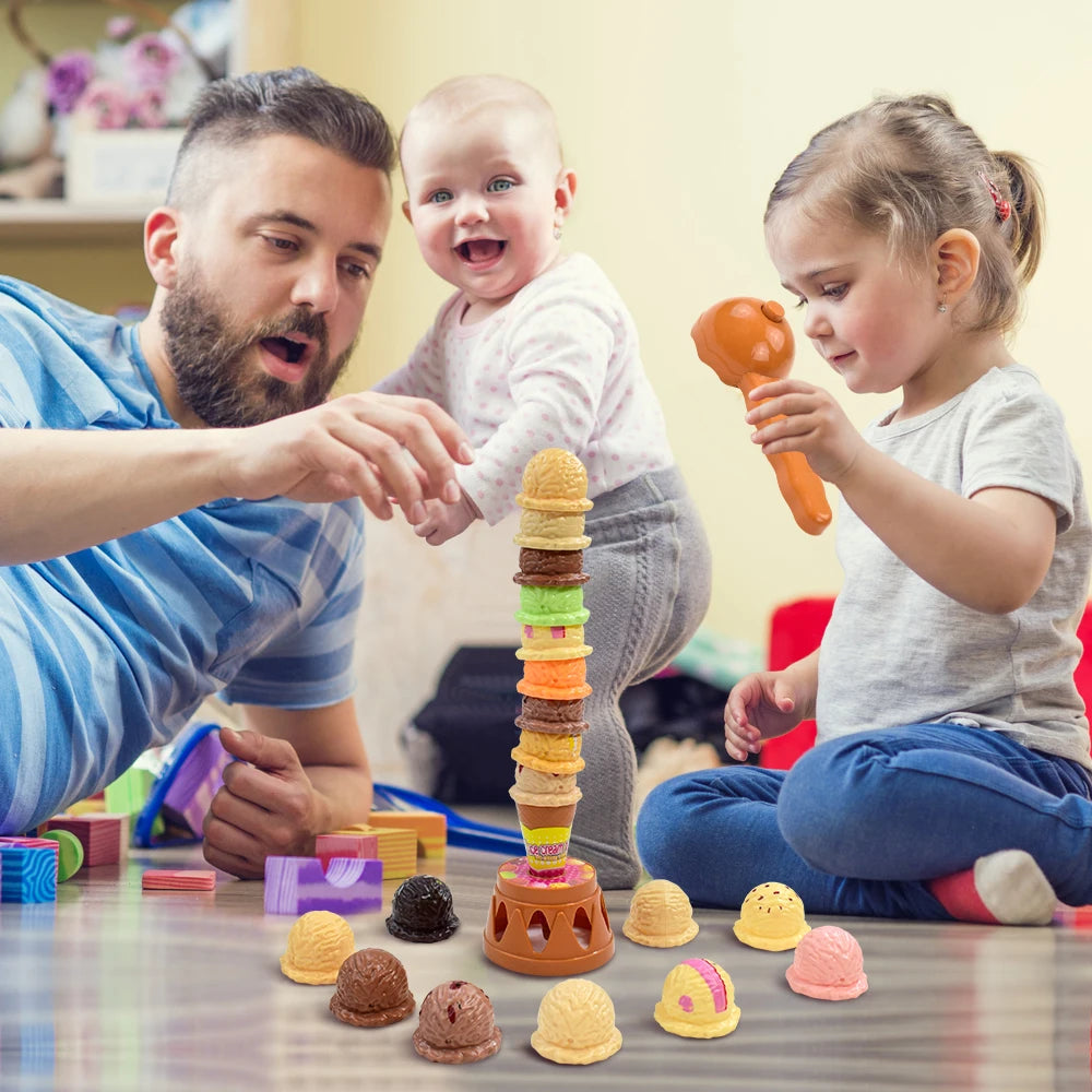 GGbell Ice Cream Stack-Up Pretend Playset — Educational Kitchen Toy for Toddlers & Kids (Ages 1–6)