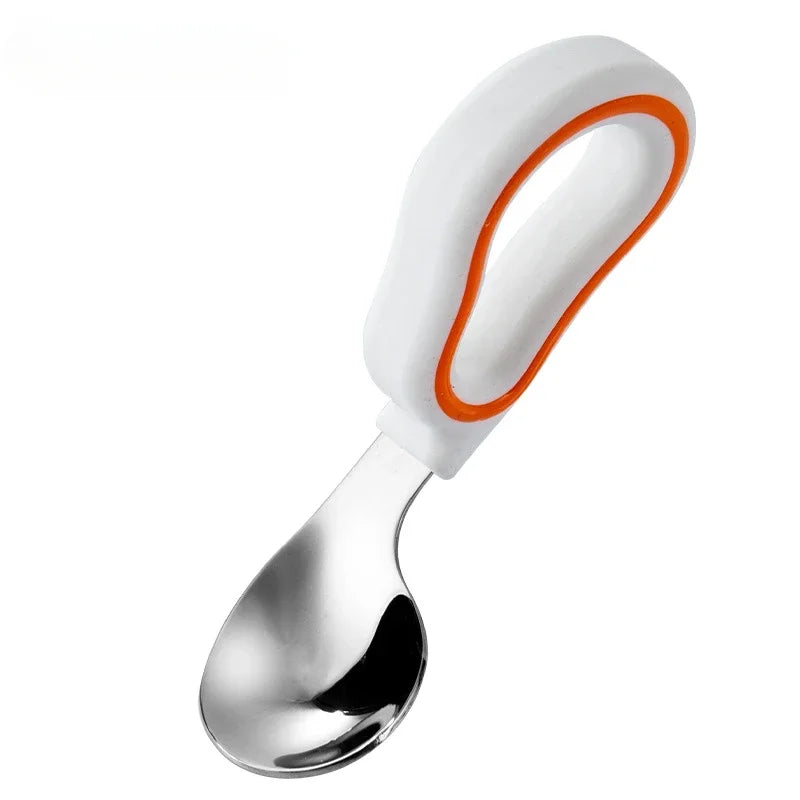 Baby Eating Training Set - Soft Silicone Spoon & Fork Cutlery, Toddler Feeding Utensils, Kids Fork Set, Children Tableware