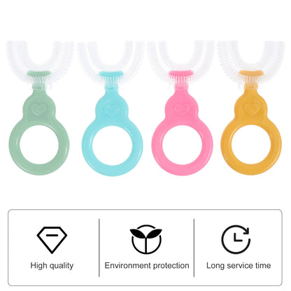 4 Pcs Children Toothbrush Manual, U Shape Handheld Brush, Silica Gel Teeth Brush for Baby, Kids Oral Hygiene