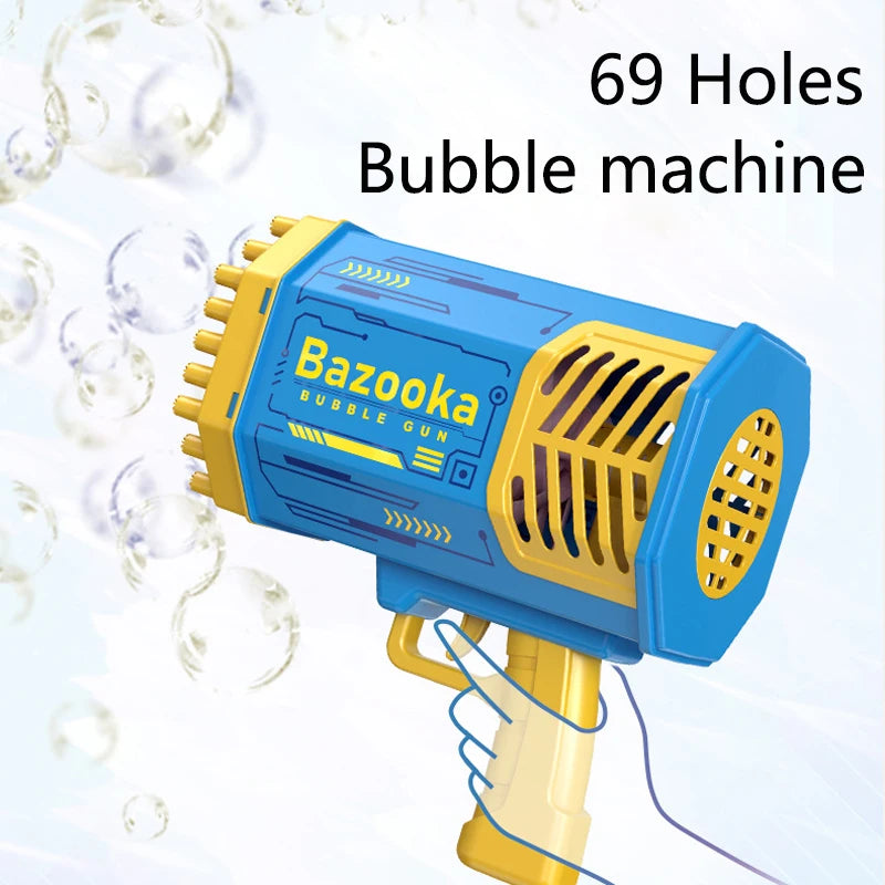 40/69-Hole Bubble Machine for Kids & Adults — Portable Battery-Powered Bubble Gun & Soap Blower, Ages 3+
