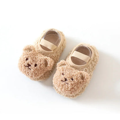 Winter Infant Anti-Slip Floor Socks – Soft Bottom Baby Walking Shoes with Cute Cartoon Bear