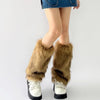 Vintage Faux Fur Leg Warmers - Furry Boots Cover Socks | Winter Thickened Plush Socks for Hot Girl Jk Punk Hiphop Cosplay Accessories