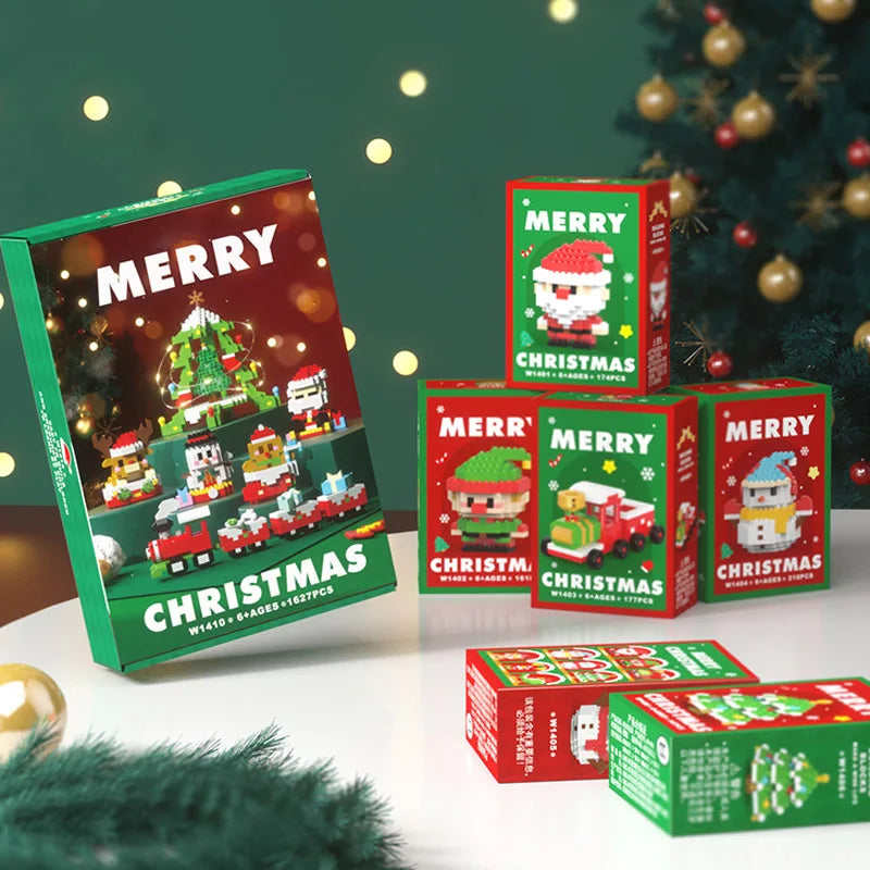 Christmas Micro Building Blocks – Santa Claus & Reindeer Puzzle, Assembling Bricks Table Decoration Toy for Kids