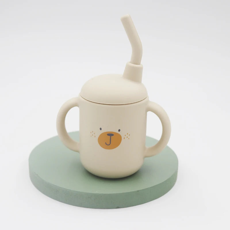 New Cartoon 120ML Baby Silicone Sippy Cup - BPA-Free, Portable Snack Storage Container, Leakproof Trainer Feeding Cup