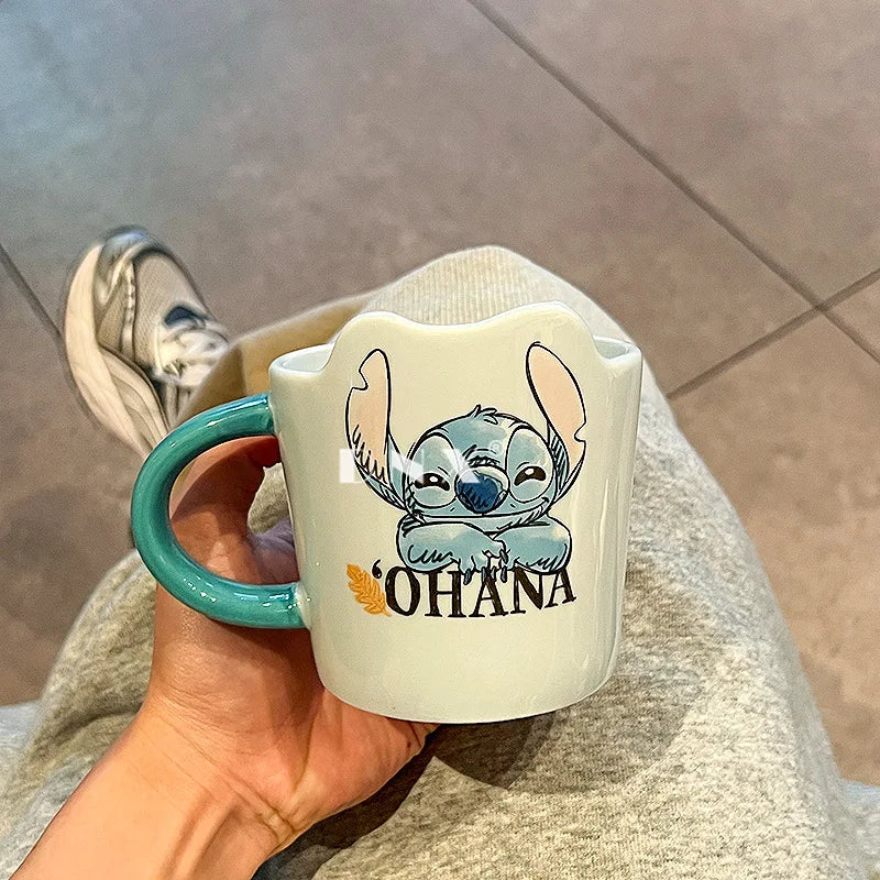 Disney Stitch Ceramic Kids Mug – Cartoon Handgrip Children's Water & Coffee Cup, 1-Pack Gift