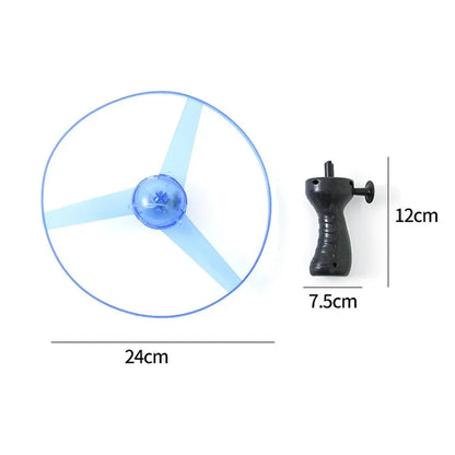 Luminous Pull-Line LED Flying Saucer Toy with Launcher — Light-Up Rotating Disk Flyer for Kids & Pets, Outdoor Fun