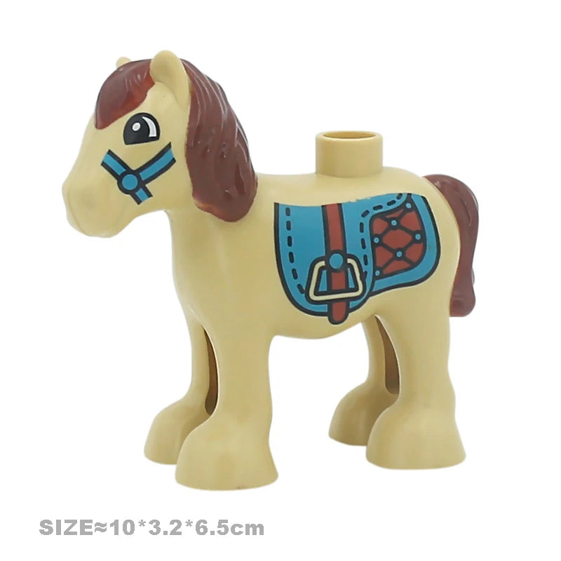 Big Size Building Blocks Farm Animals Set – Cat, Dog, Pig, and Rabbit Model Accessories Compatible with Bricks