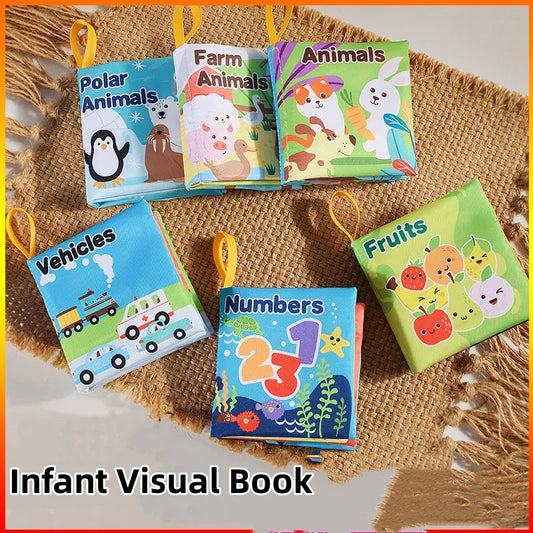 Visual Stimulus Cloth Book - Montessori Early Educational Toy, Cartoon Activity Fabric Book for Toddlers, Kids Gift for Babies