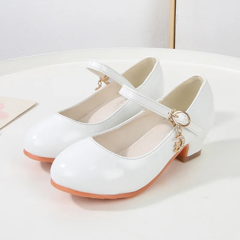 High Heels Girls’ Shoes – Formal Occasion Bridesmaid Ceremony Princess Party Sandals, White & Black School Sandals for Girls