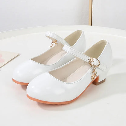 High Heels Girls’ Shoes – Formal Occasion Bridesmaid Ceremony Princess Party Sandals, White & Black School Sandals for Girls