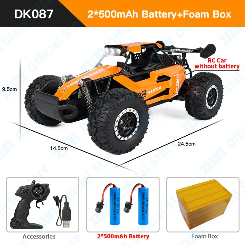 ZWN 1:16/1:20 RC Car with LED Light and 2WD Off-Road Climbing Remote Control