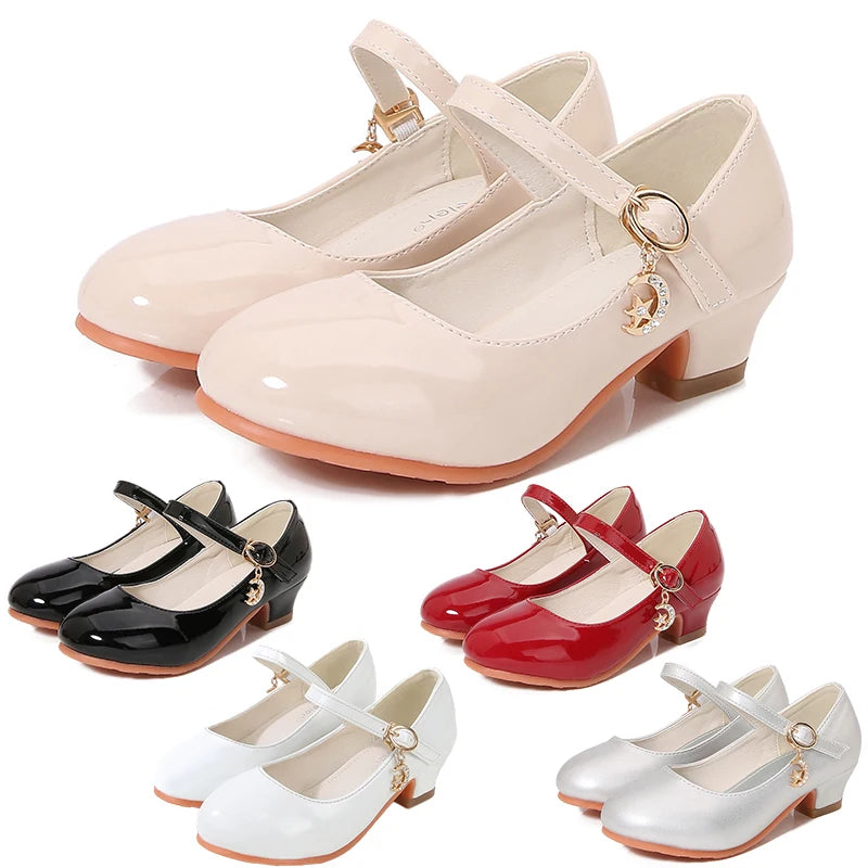 High Heels Girls’ Shoes – Formal Occasion Bridesmaid Ceremony Princess Party Sandals, White & Black School Sandals for Girls