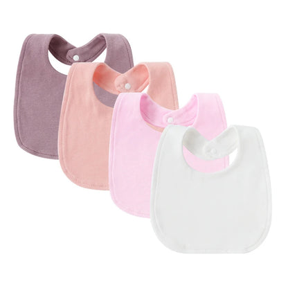 4Pcs/Set Infant Saliva Towel Baby Bibs | Cute Printed Double Layer Cotton Absorbent Burp Cloths for Newborn Boys & Girls with Pocket - Kidzy Market