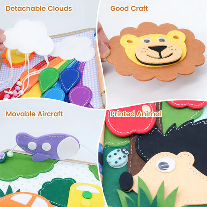 Montessori Busy Book for Kids - Color, Shape, Animal Cognition Early Education Toys, Giraffe Quiet Book, Fine Motor Skills Toys