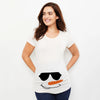 Christmas Pregnant Women T-shirt Snowman Cartoon Printed Pregnancy Announcement Clothes Maternity White Short Sleeve Top