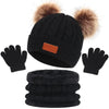 Baby Winter Hat, Scarf & Gloves Set – Knitted Beanie with Fur Ball, Soft Kids Cap for Boys & Girls, Cozy Toddler Winter Accessories (1-5Y)