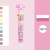 Sanrio Cartoon Ballpoint Pen Set – 10-Color 0.7mm Kuromi, Hello Kitty, Cinnamoroll School Stationery for Students