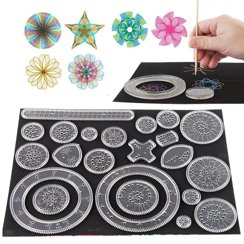 10-33pcs Spirograph Art and Craft Kit – Rainbow Magic Scratch Paper Set for Kids Educational Drawing Toys