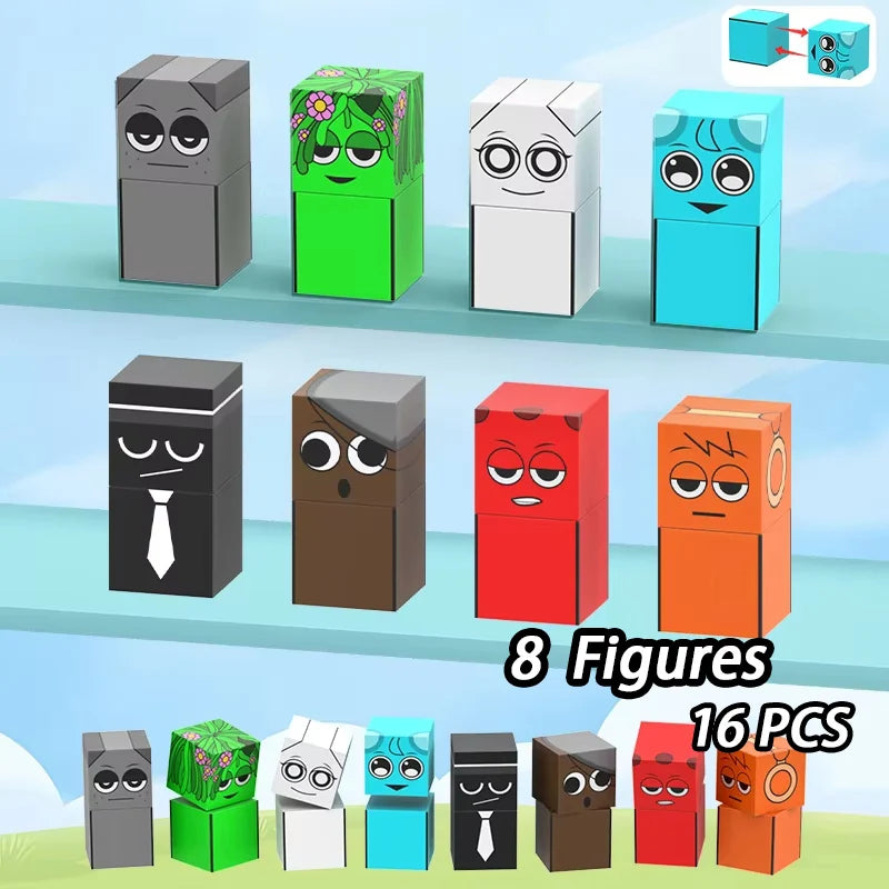 Sprunki Magnetic Building Block Cube Mine World Set for Kids 3+