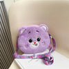Mini Cartoon Rainbow Love Bear Plush Crossbody Bag – Cute Love Bear Gift for Kids and Christmas