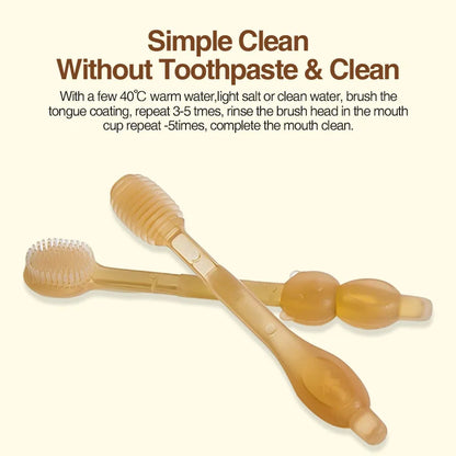 3-in-1 Baby Silicone Tongue Brush - BPA-Free Infant Toddler Oral Care Toothbrush with Cover