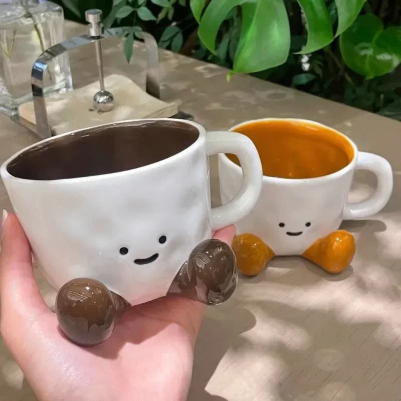 Cartoon Couple Ceramic Coffee Mug - Cute Breakfast Tea & Milk Cup (1-Pack)