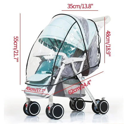 Clear Stroller Rain Cover Baby Car Weather Wind Shield Transparent Breathable Waterproof Trolley Umbrella Pushchair Raincoat