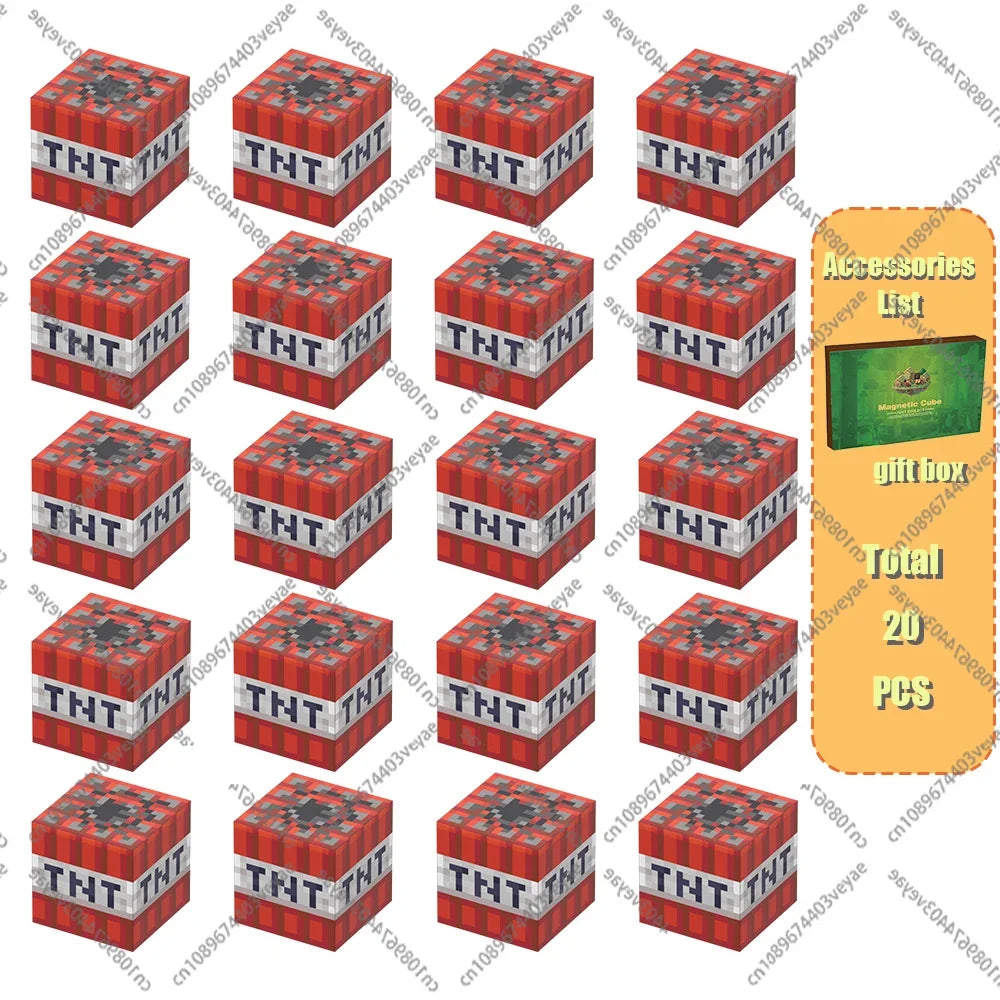 Magnetic Building Blocks Mine World Set – Magnet Cube DIY Model, STEM Sensory Toy for Kids 3+, Gift for Boys and Girls