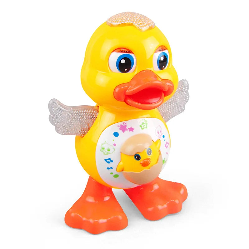Electric Music Light Dancing Duck Toy with Blinking Eyes and Shaking Head, Educational Electronic Pet Gift for Children