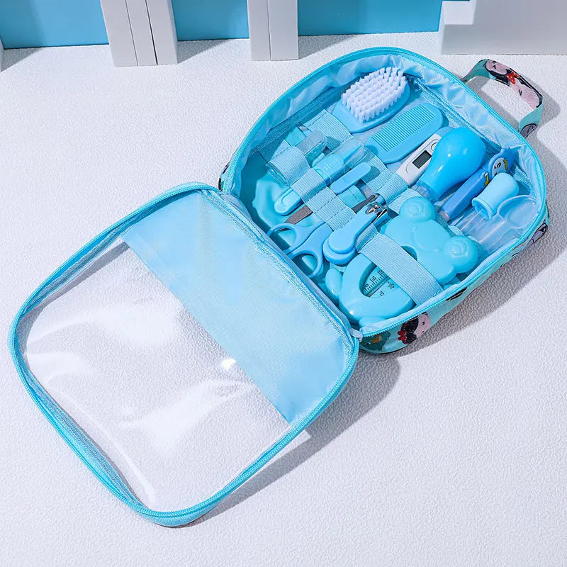 13-Piece Baby Care Set - Nose Suction Device, Nail Clipper, Thermometer, Daily Cleaning & Care Kit - Healthcare Kits for Babies